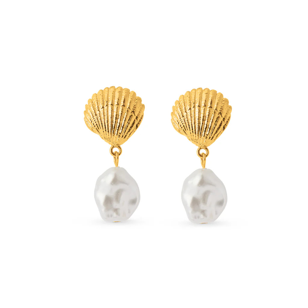 Shell & Pearl Drop Earrings | Orelia