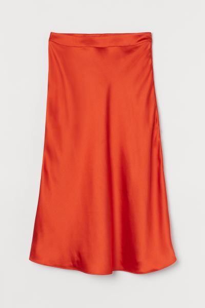 Knee-length skirt in softly draped satin with a high waist. Concealed zipper at back. Unlined. | H&M (US + CA)