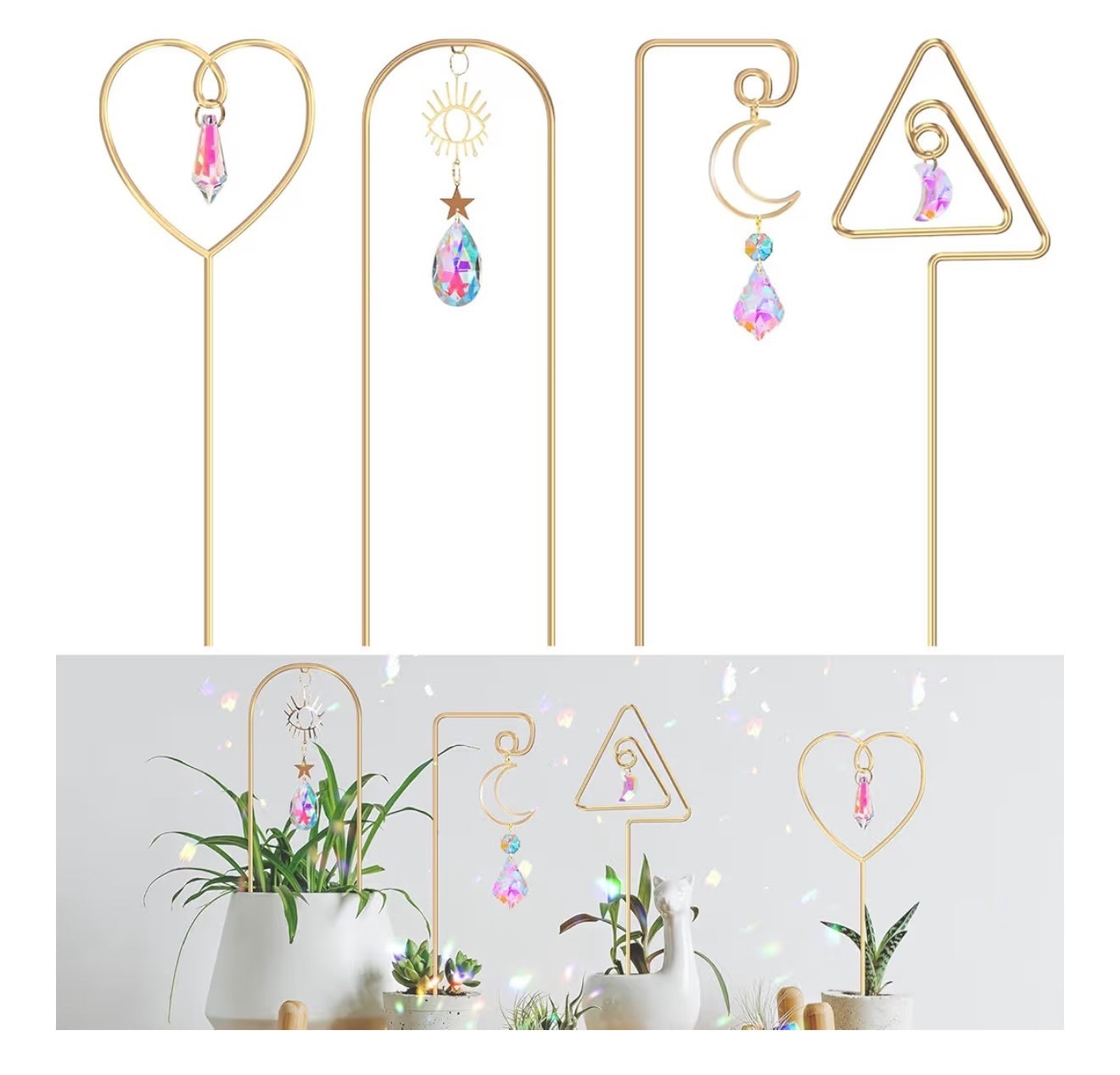 WellSign Small Trellis for Potted Plants Indoor with Colorful Crystal Sun Catcher, 14.17 Inch Metal Plant Lattice for Mini Potted Plant Decoration for Home Window Garden 4 Pack

#LTKHome #LTKActive #LTKMothersDay