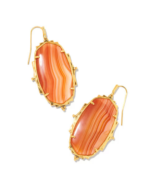 Baroque Ella Vintage Gold Drop Earrings in Orange Banded Agate | Kendra Scott | Kendra Scott