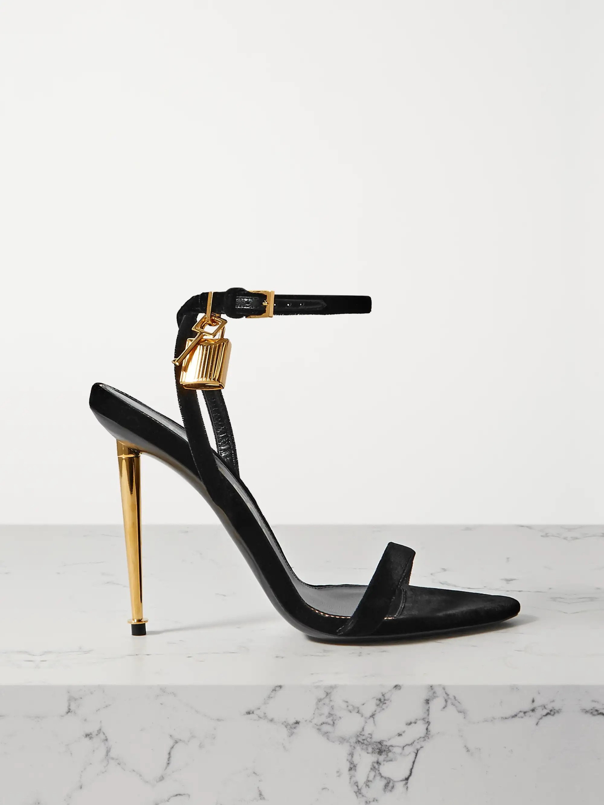 Padlock embellished velvet sandals | NET-A-PORTER (US)