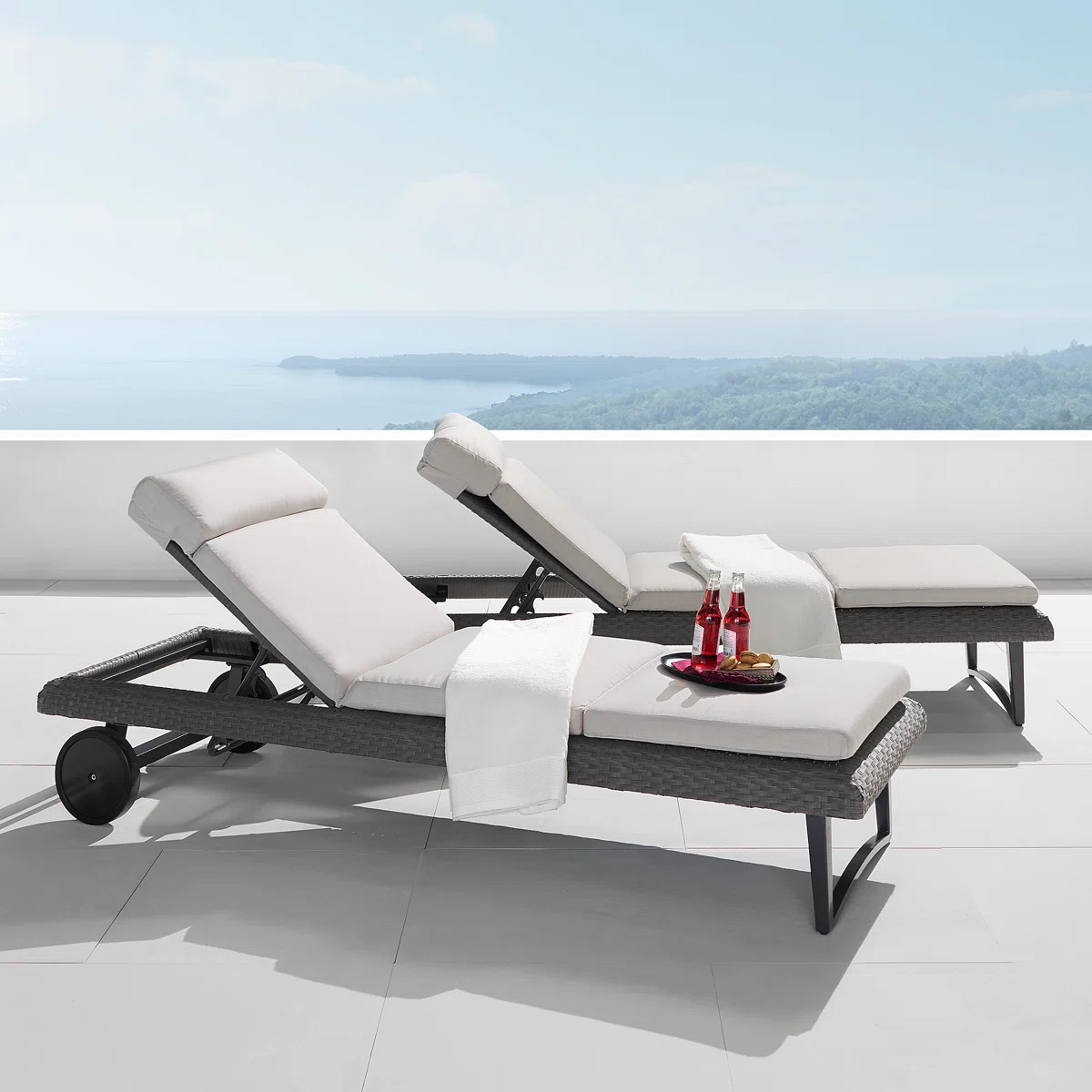 Layden 83" Long Reclining Chaise Lounge Set with Sunbrella Cushion Covers (Set of 2) | Wayfair North America