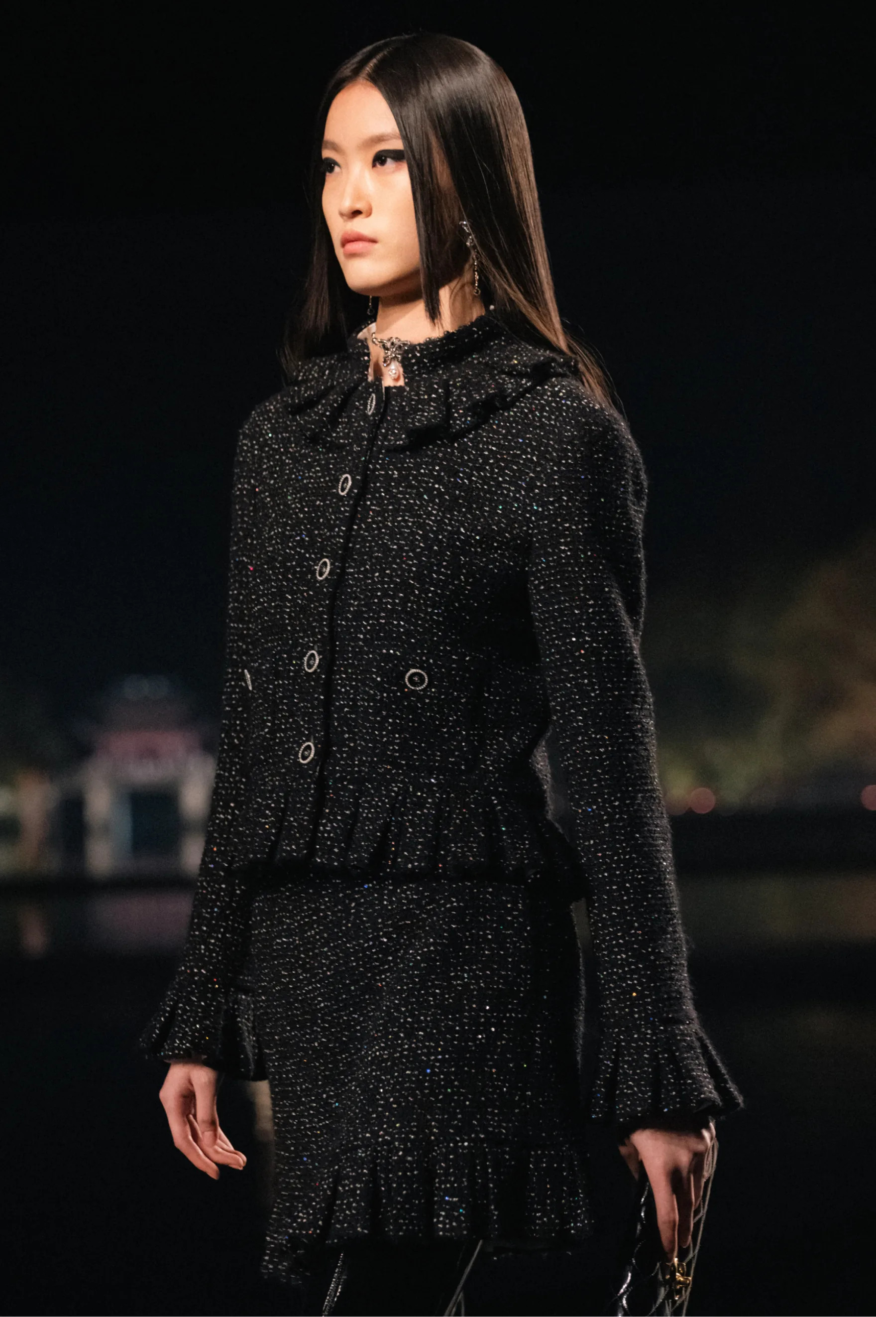Jacket - Glittered tweed, black, ecru & silver — Fashion | CHANEL | Chanel, Inc. (US)