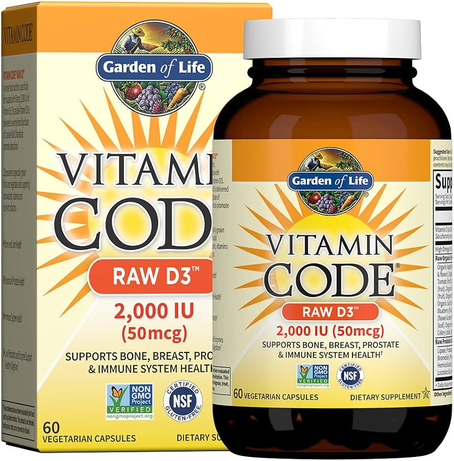 Garden of Life Vitamin D, Vitamin Code Raw D3, Vitamin D 2,000 IU, Raw Whole Food Vitamin D Suppl... | Amazon (US)