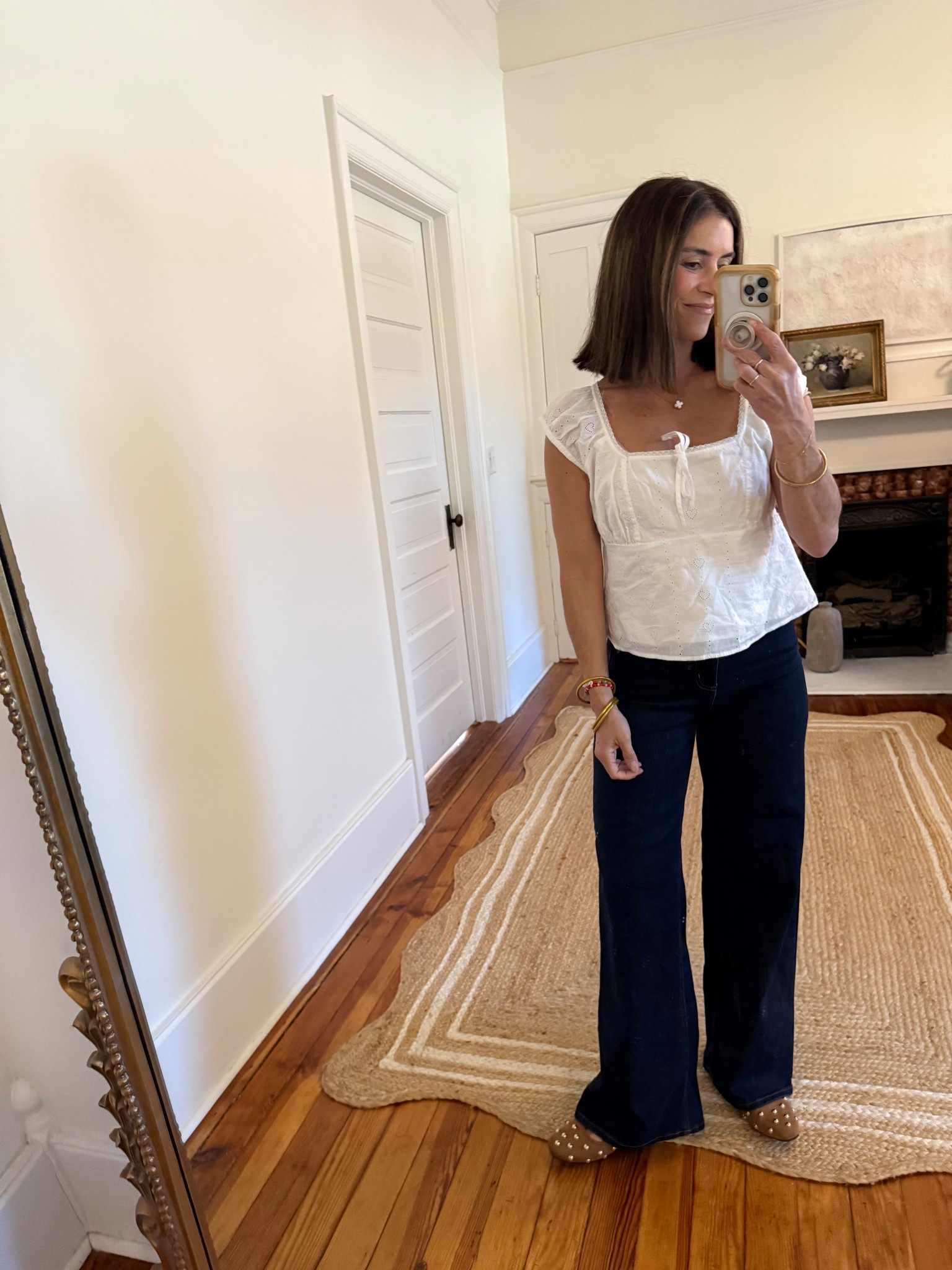 Target $28 denim size 2 they have good stretch look like frame 
Small top 
Target 

#LTKgrwm #LTKootd #LTKSeasonal