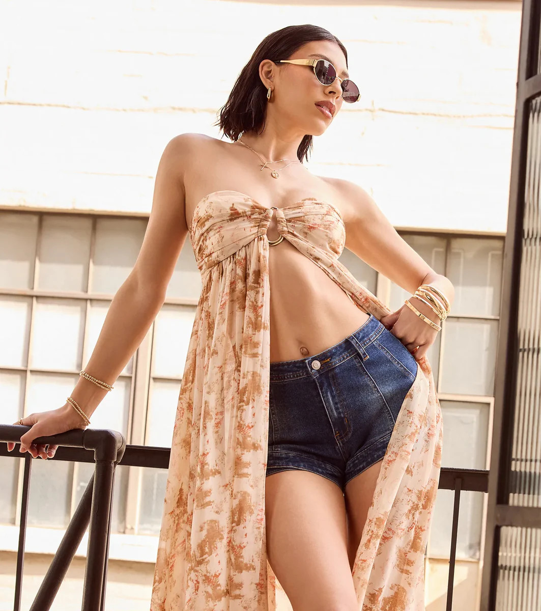 Crossed Over High-Rise Denim Shorts | Windsor Stores