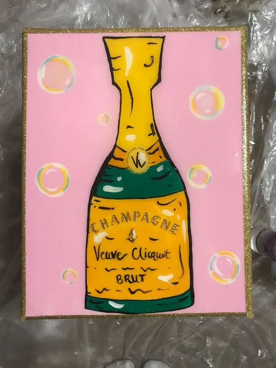 Bubbly champagne canvas with resin finish Customizable colors | Etsy | Etsy (US)