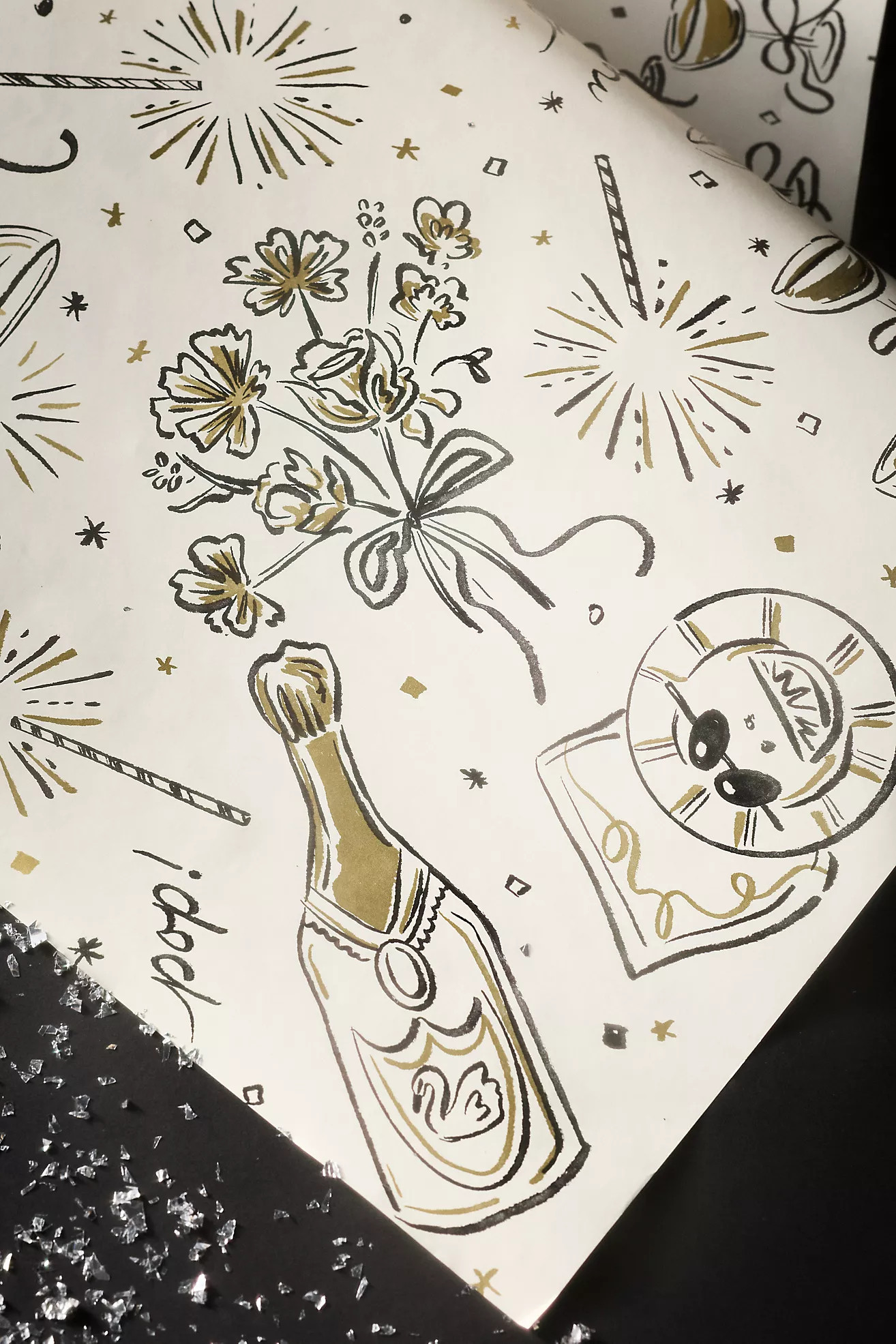Hester & Cook x Anthropologie New Year's Eve Metallic Paper Table Runner | Anthropologie (US)