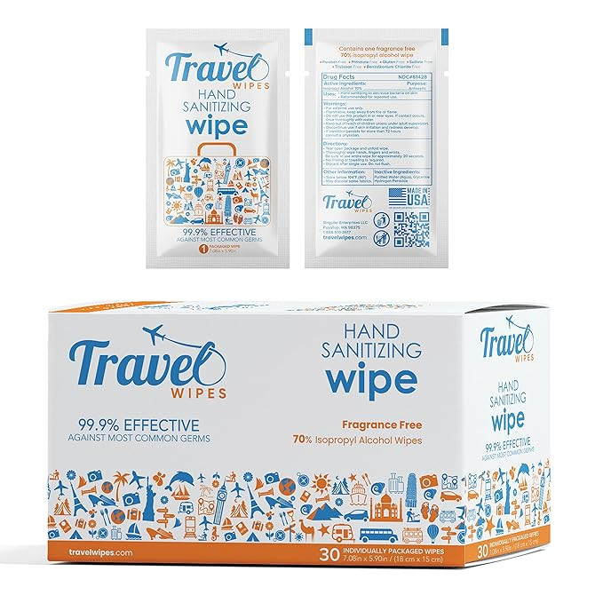 HAND SANITIZING TRAVEL WIPES - Individually Packed Premium Hand Sanitizing Wipes for Travel, Home... | Amazon (US)