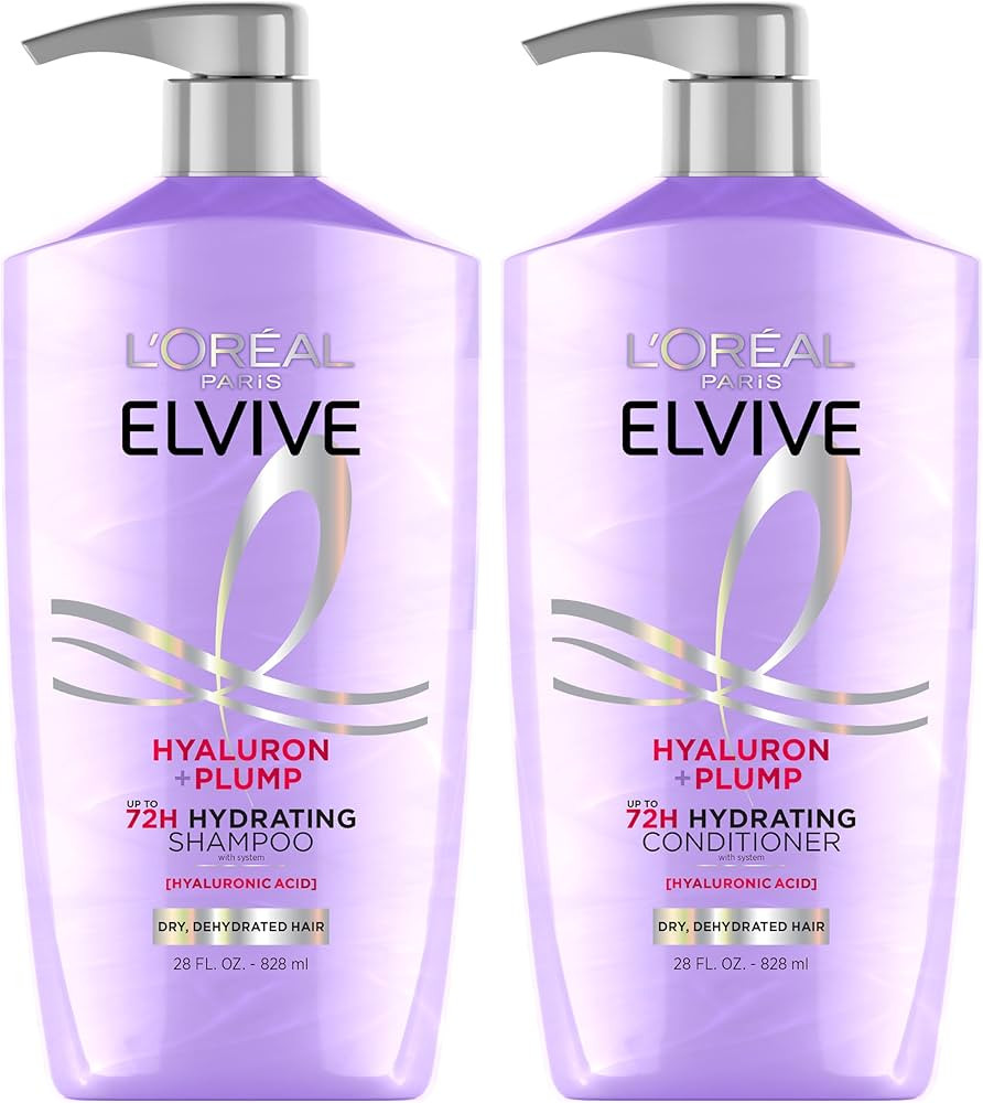 L'Oreal Paris Elvive Hyaluron Plump Shampoo and Conditioner Set for Dehydrated, Dry Hair with Hya... | Amazon (US)
