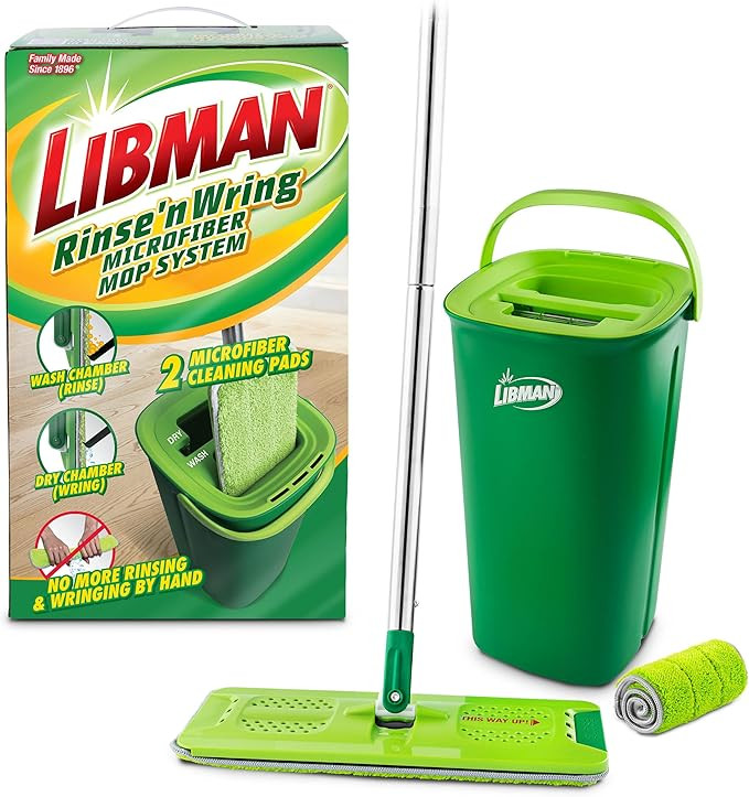 Libman Rinse 'n Wring Mop and Bucket System, Microfiber Dry Wet Mop for Floor Cleaning, Hardwood,... | Amazon (US)