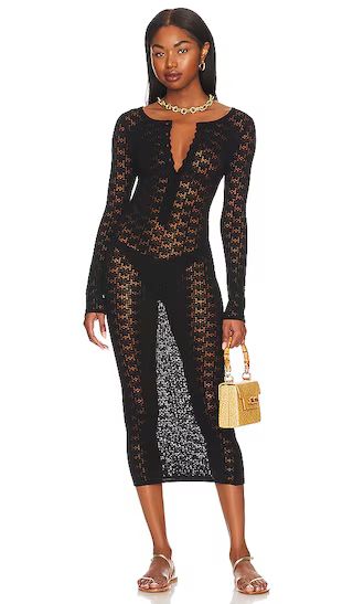 Sabella Pointelle Midi Dress in Black | Revolve Clothing (Global)