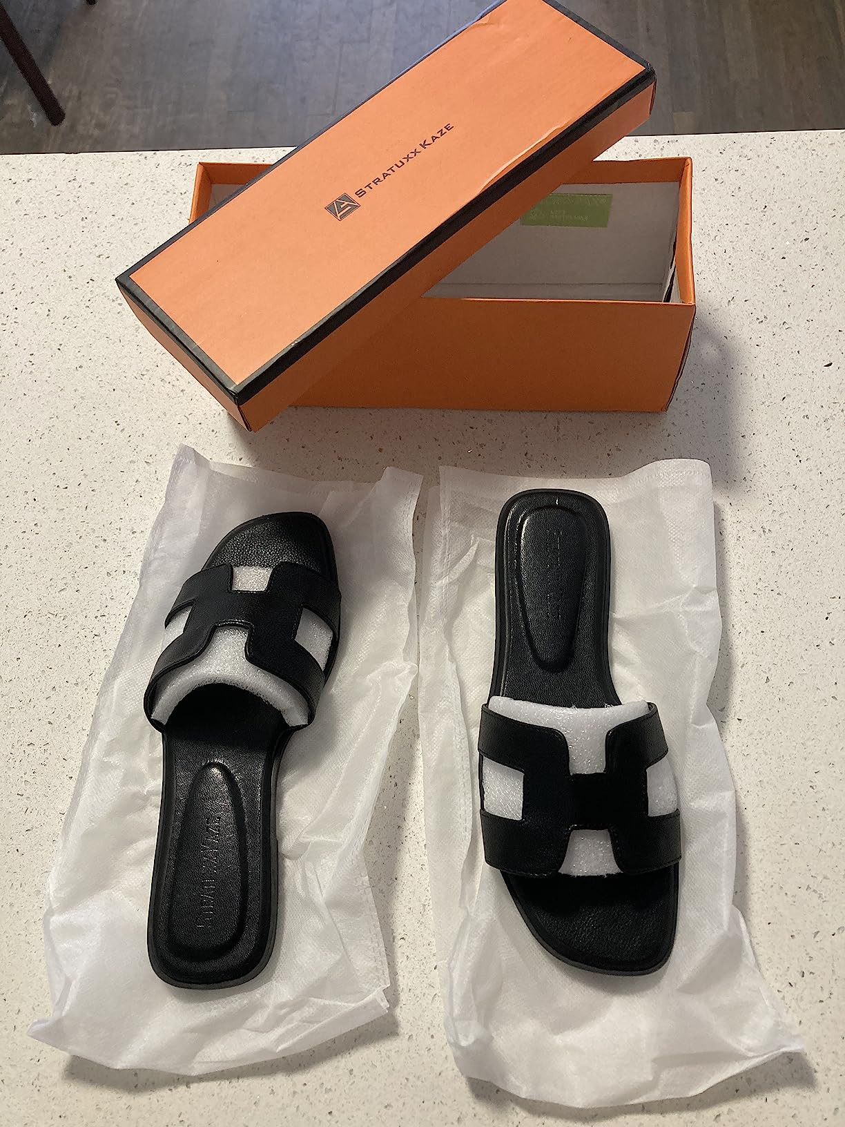 Stratuxx Kaze Womens Flat Sandals Flat Slide Sandals Band Sandals White Black Brown Metallic Sand... | Amazon (US)