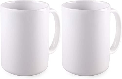 White Sublimation Plain Blank Coffee Mug 15 oz (Pack of 2) Hot Chocolate Mugs, Hot Cocoa Ceramic Mugs | Amazon (US)