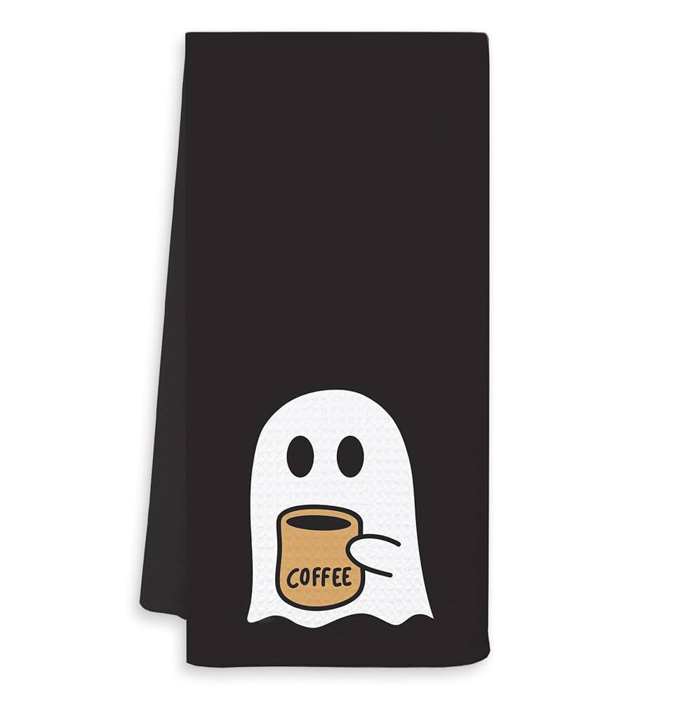 Halloween Coffee Ghost Kitchen Towels, Ghost Gifts for Lovers Women Dish Tea Towels, Dark Academi... | Amazon (US)