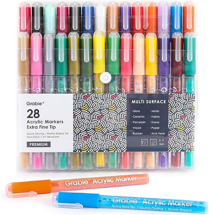 Acrylic Paint Pens - 28 Color Extra Fine Tip Markers for Painting Various Surfaces - Premium Art ... | Amazon (US)