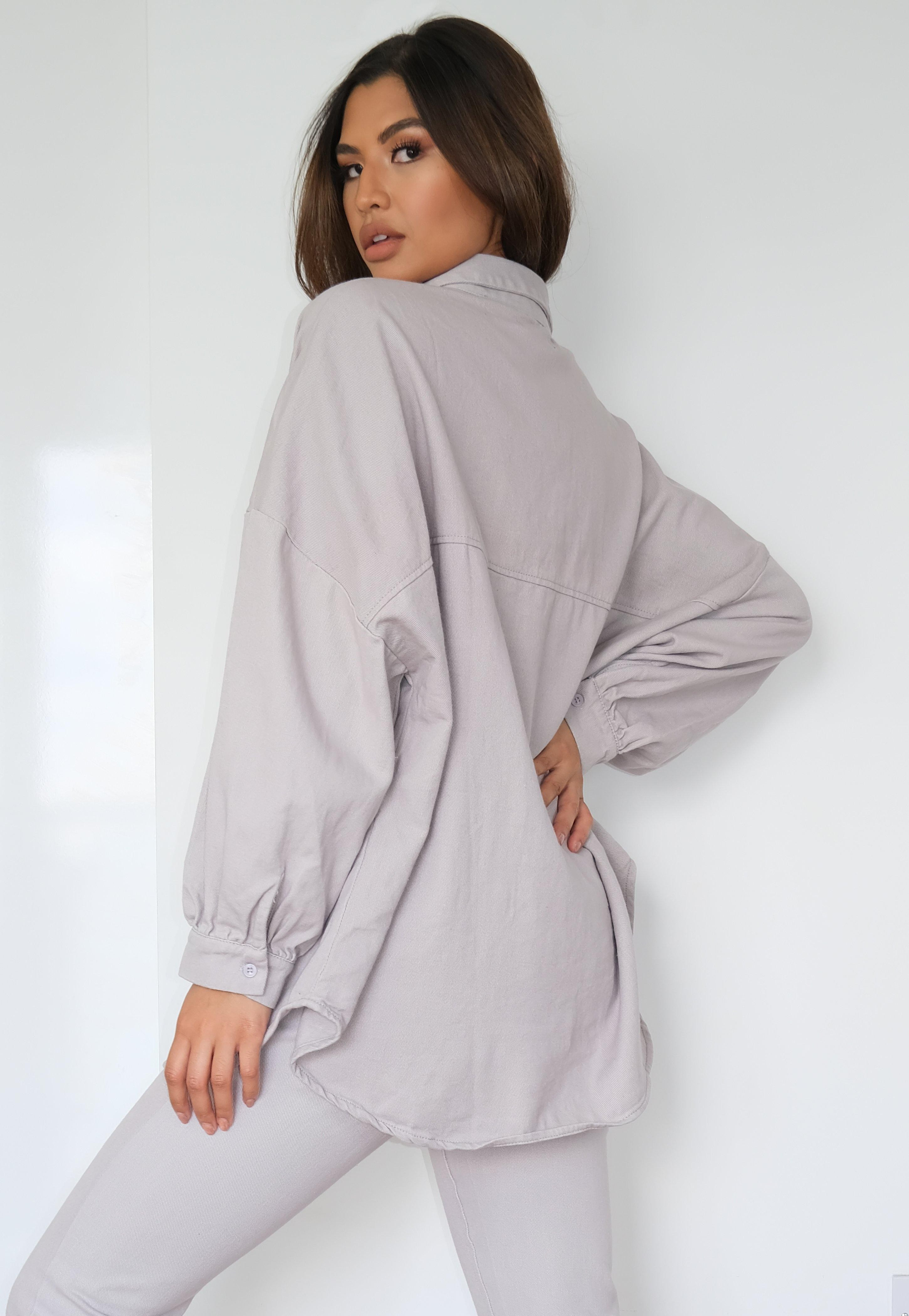 Lilac Co Ord Pocket Detail Extreme Oversized Shirt | Missguided (US & CA)