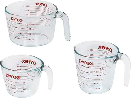 Pyrex Essentials (3-Pack) Glass Measuring Cups Set, (1, 2 & 4 Cup) Measuring Cups For Prepping, B... | Amazon (US)