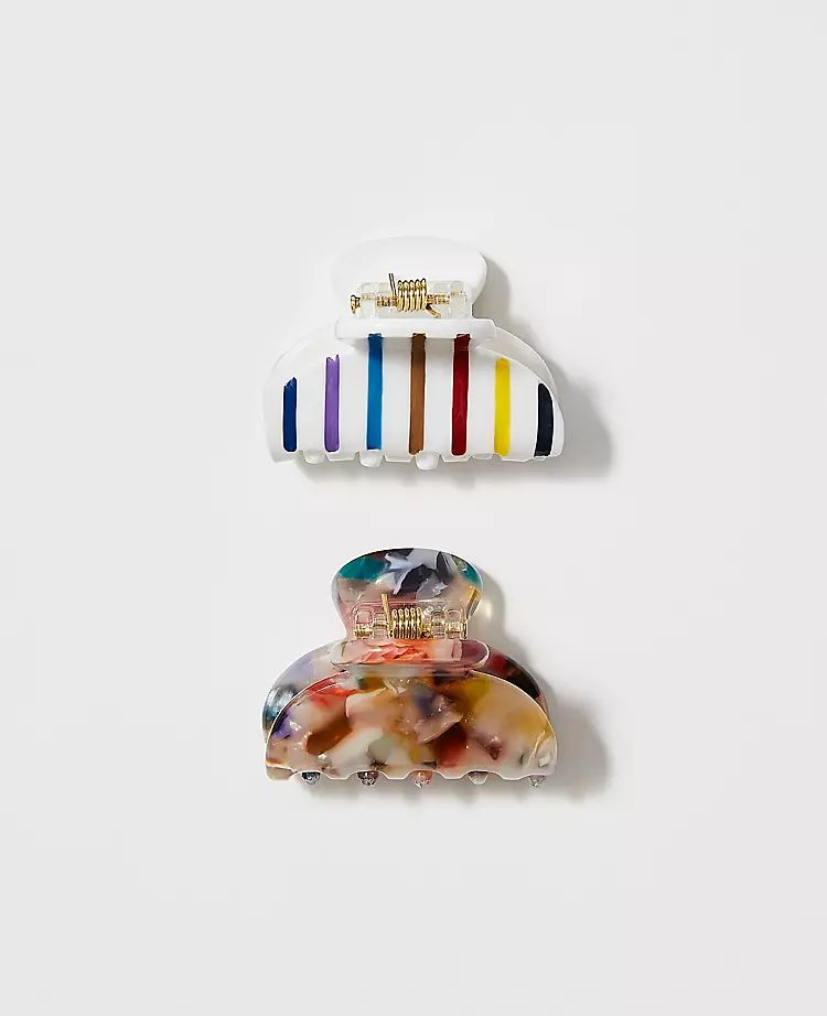 Rainbow Enamel & Tortoiseshell Print Claw Hair Clip Set | Ann Taylor | Ann Taylor (US)