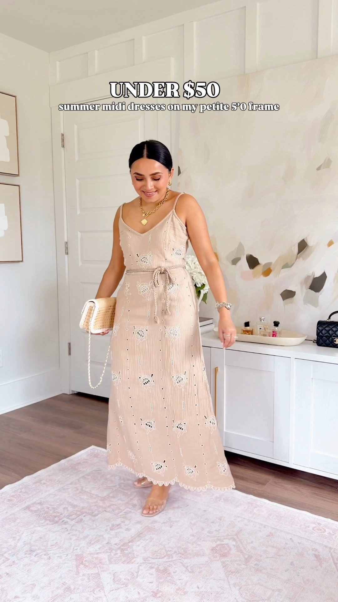 Under $50 - Summer midi dresses on my petite 5’0 frame! 
For reference: I’m 5’0, petite, 32b bra size, and 2/26 in bottoms, pear shaped. 
*Everything I share is unaltered! TTS means true to size. Between size 5-6.5 in shoes

All dresses size xs!

#LTKPetite #LTKSaleAlert #LTKootd