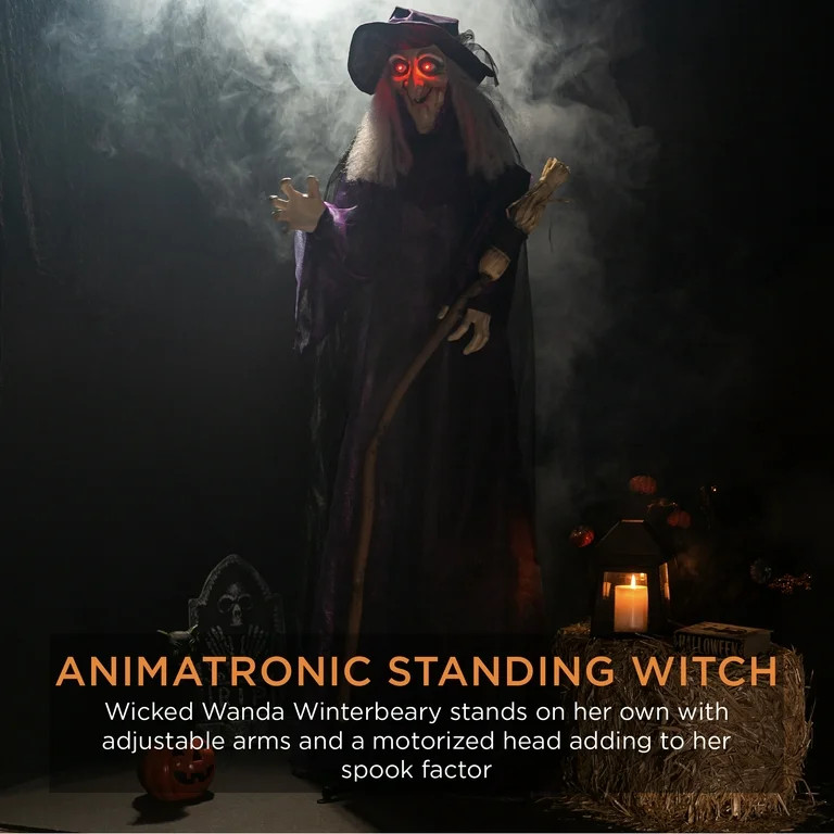 Best Choice Products 5ft Standing Witch, Wicked Wanda Poseable Halloween Animatronic w/ Pre-Recor... | Walmart (US)