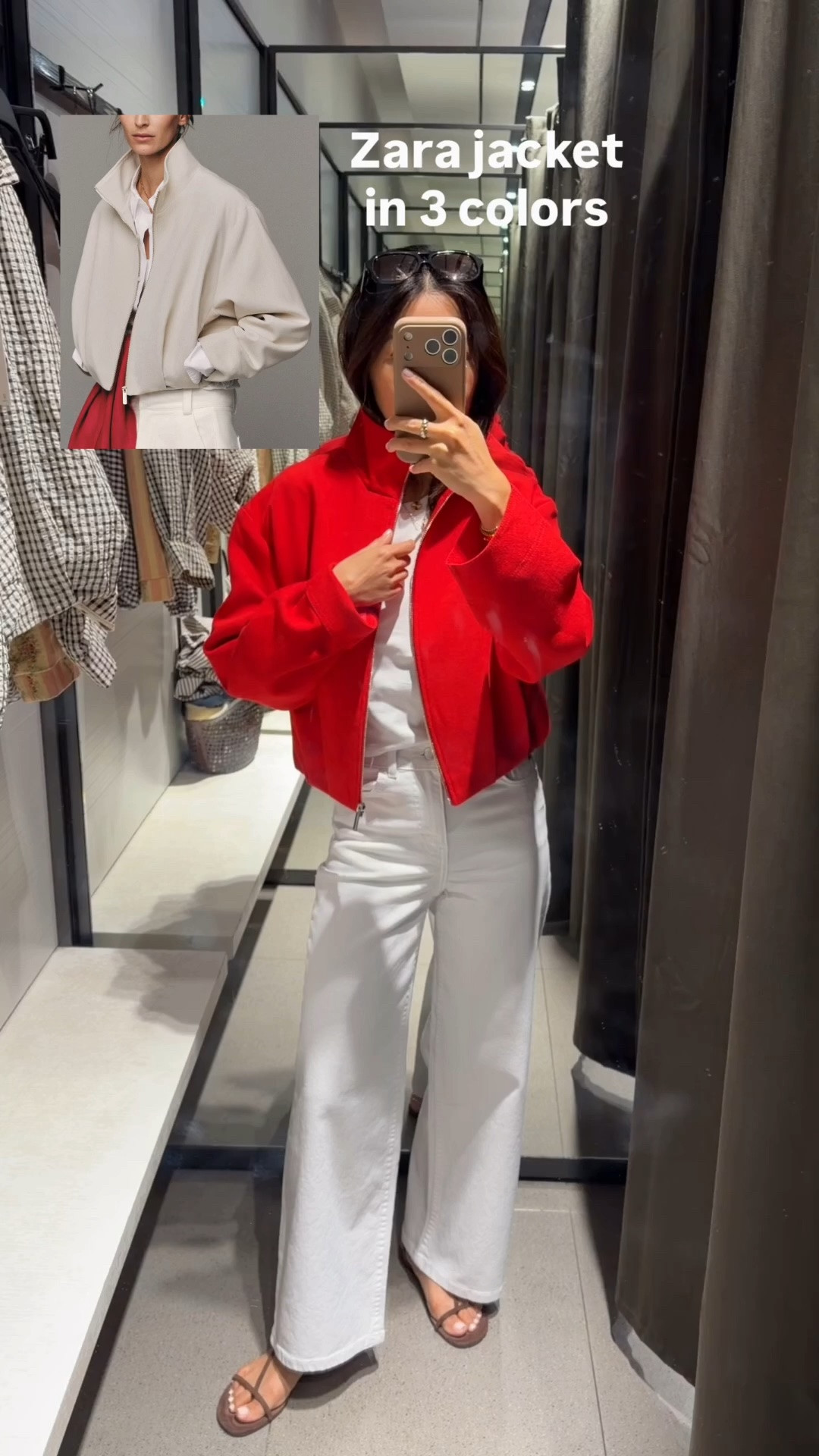 Trying on Zara structured jacket XS (ecru color is so pretty!) and jeans size US 2 (runs small).