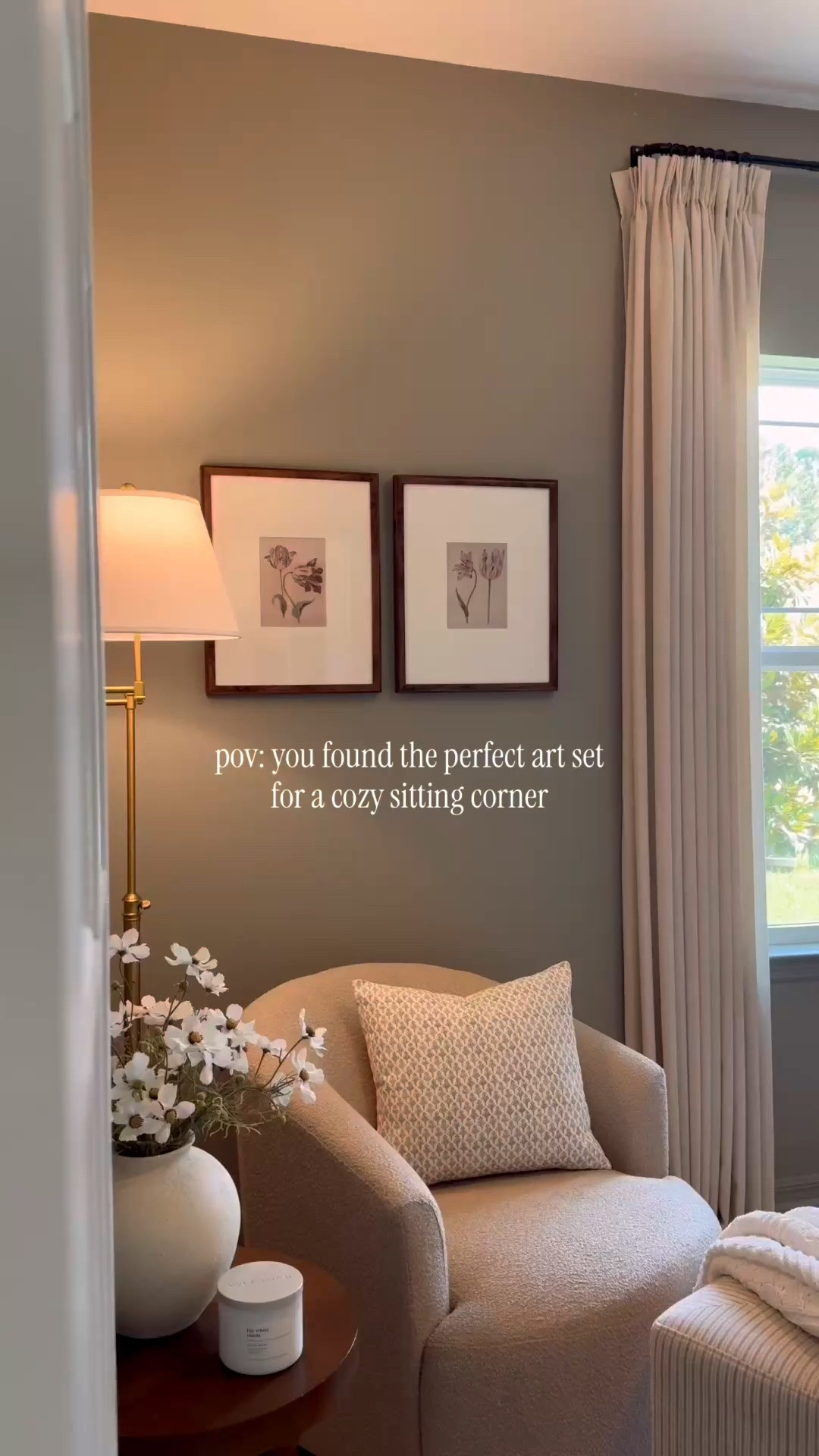 How pretty is this new framed art set? I fell in love with the dainty floral design, the beautiful textured mat, and the rich dark wood frames. They add the perfect timeless touch to this cozy little sitting corner in my home office.

Comment “art” and I’ll message you the link! 🫶🏽

#wallart #cozycorner #sittintcorner #homeoffice #newattarget