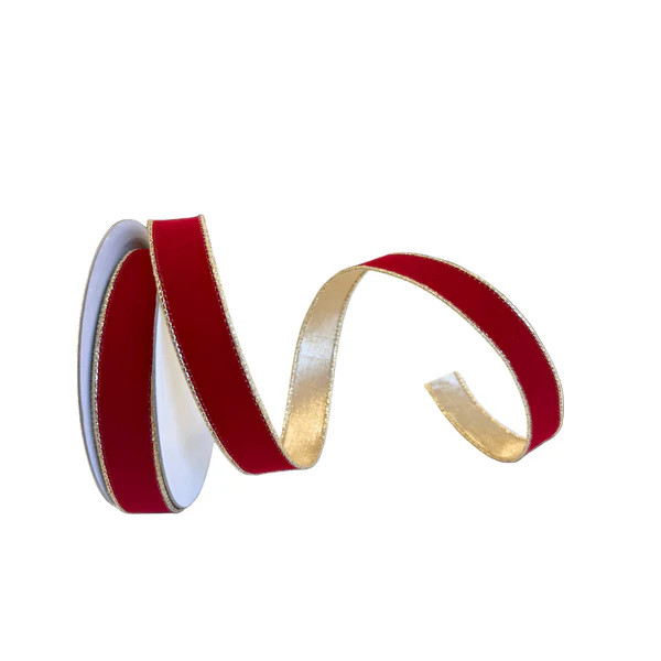 Red Suede and Gold Ribbon 1" | Fig and Dove