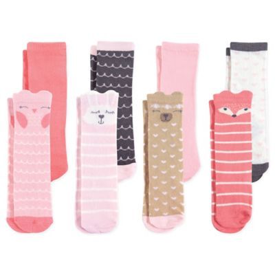 Hudson Baby® Size 6-12M 8-Pack Forest Knee High Socks in Pink | buybuy BABY