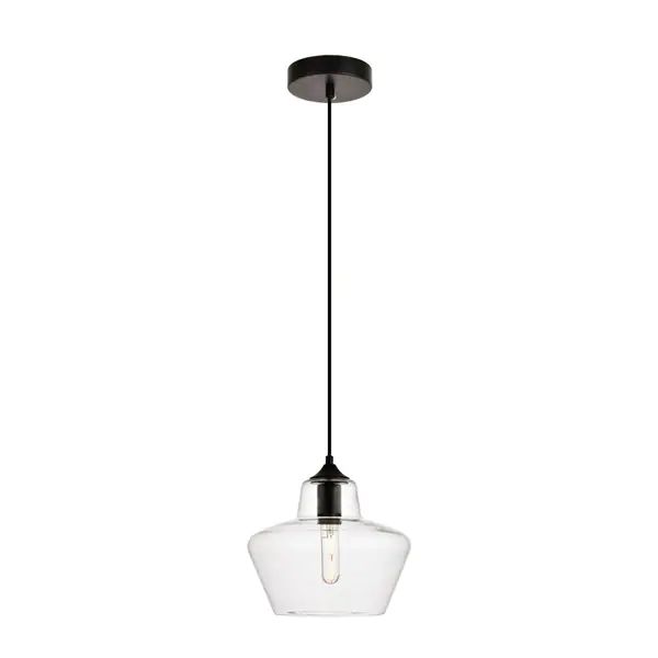 Placido Collection Pendant D9.8 H9.3 Lt:1 Black and Clear Finish | Bed Bath & Beyond