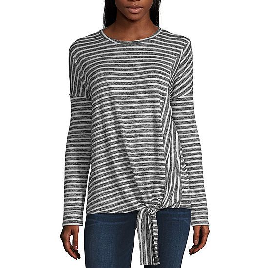 ana Long Sleeve Round Neck Blouse JCPenney | JCPenney