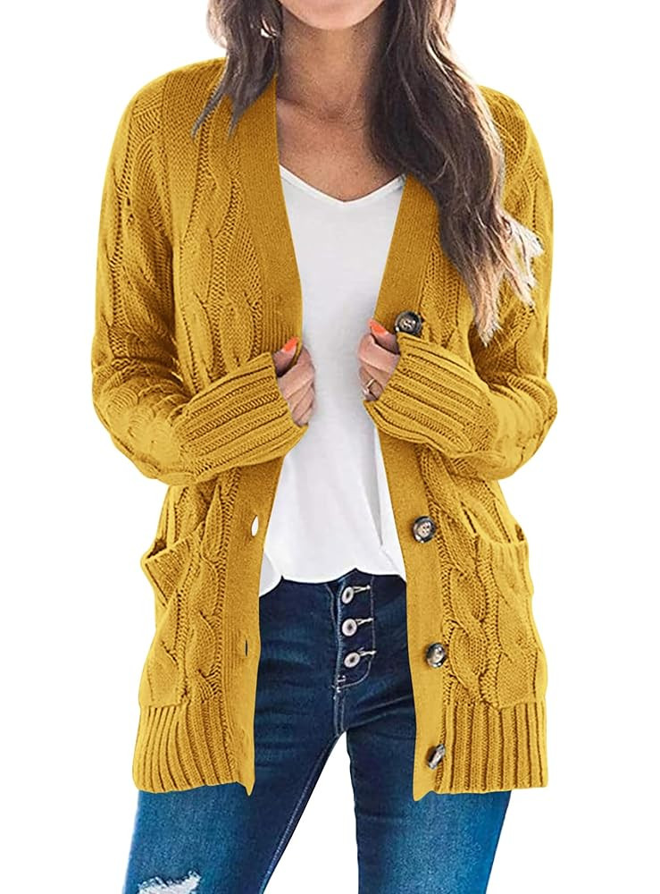 PRETTYGARDEN Women's Open Front Cardigan Sweaters Fall Fashion Button Down Cable Knit Chunky Wint... | Amazon (US)