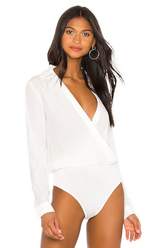 superdown Presely Surplice Bodysuit in White from Revolve.com | Revolve Clothing (Global)