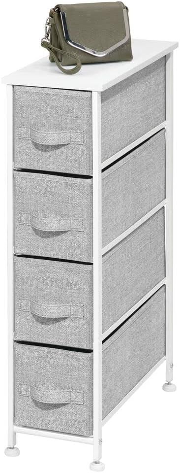 mDesign Modern 4 Drawer Tall Storage Tower Organizer Nightstand, Side/End Table Narrow Wardrobe A... | Amazon (US)