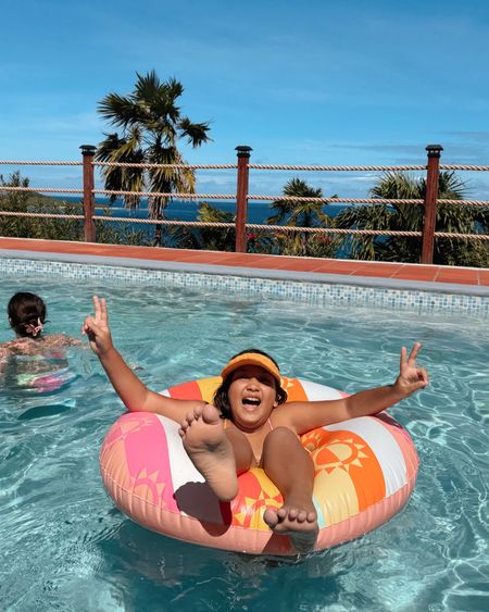 Cute retro trendy surfer vibe pool float found at target! 

We packed it to bring with us on vacation to the Caribbean for our kids. 

Sun Belt Stripe Swim Tube Water Floats and Inflatables Orange/White - Sun Squad

#LTKSwim