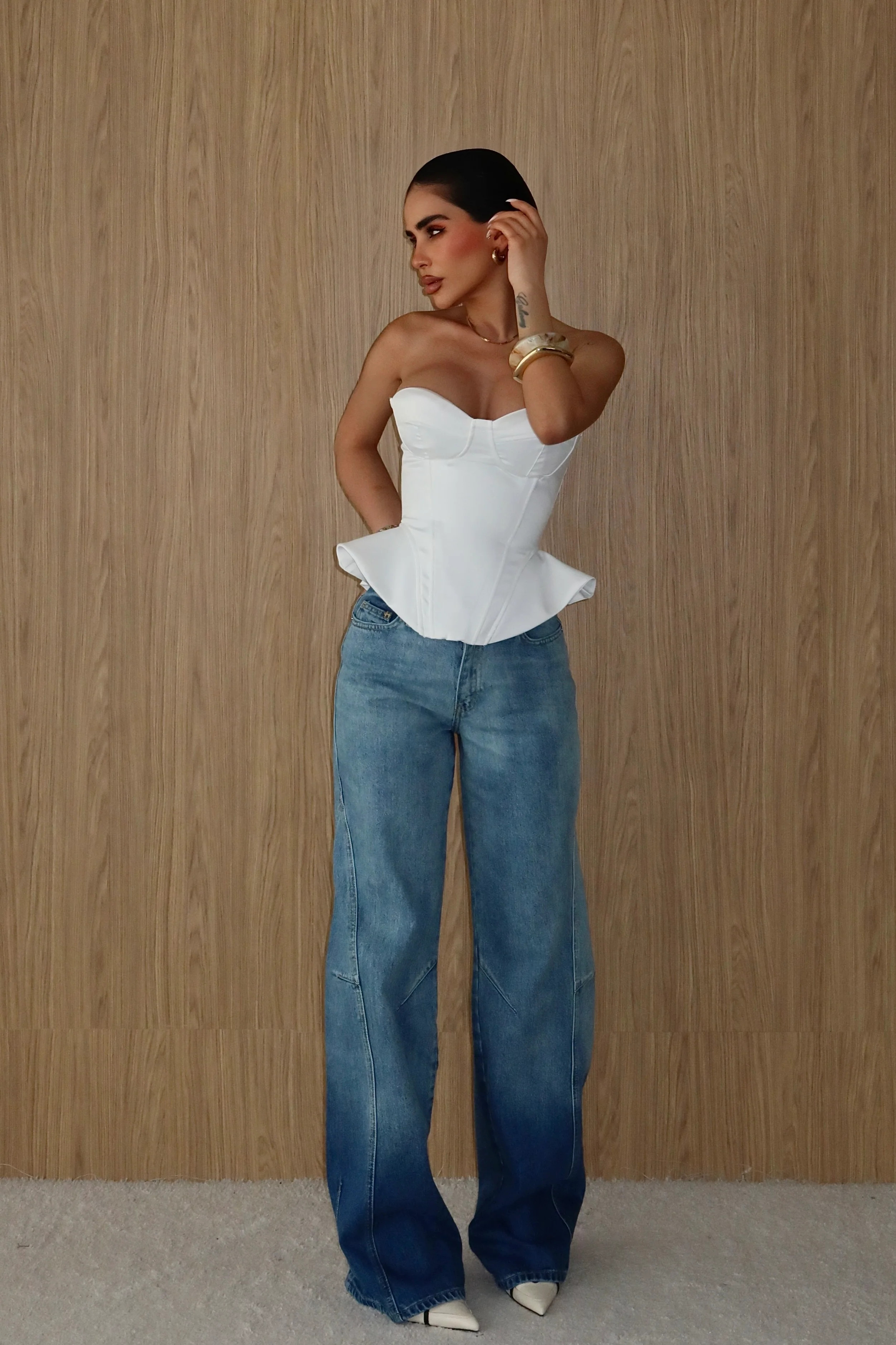 Women's Gradient Wash Wide Leg Jeans \u2013 Shadow Hem Denim | PIRAL | PIRAL