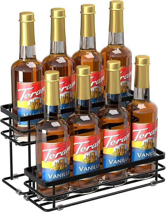8 Bottle Coffee Syrup Organizer Rack, 2 Tier Coffee Syrup Stand Holder for Coffee Bar, Coffee Syr... | Amazon (US)