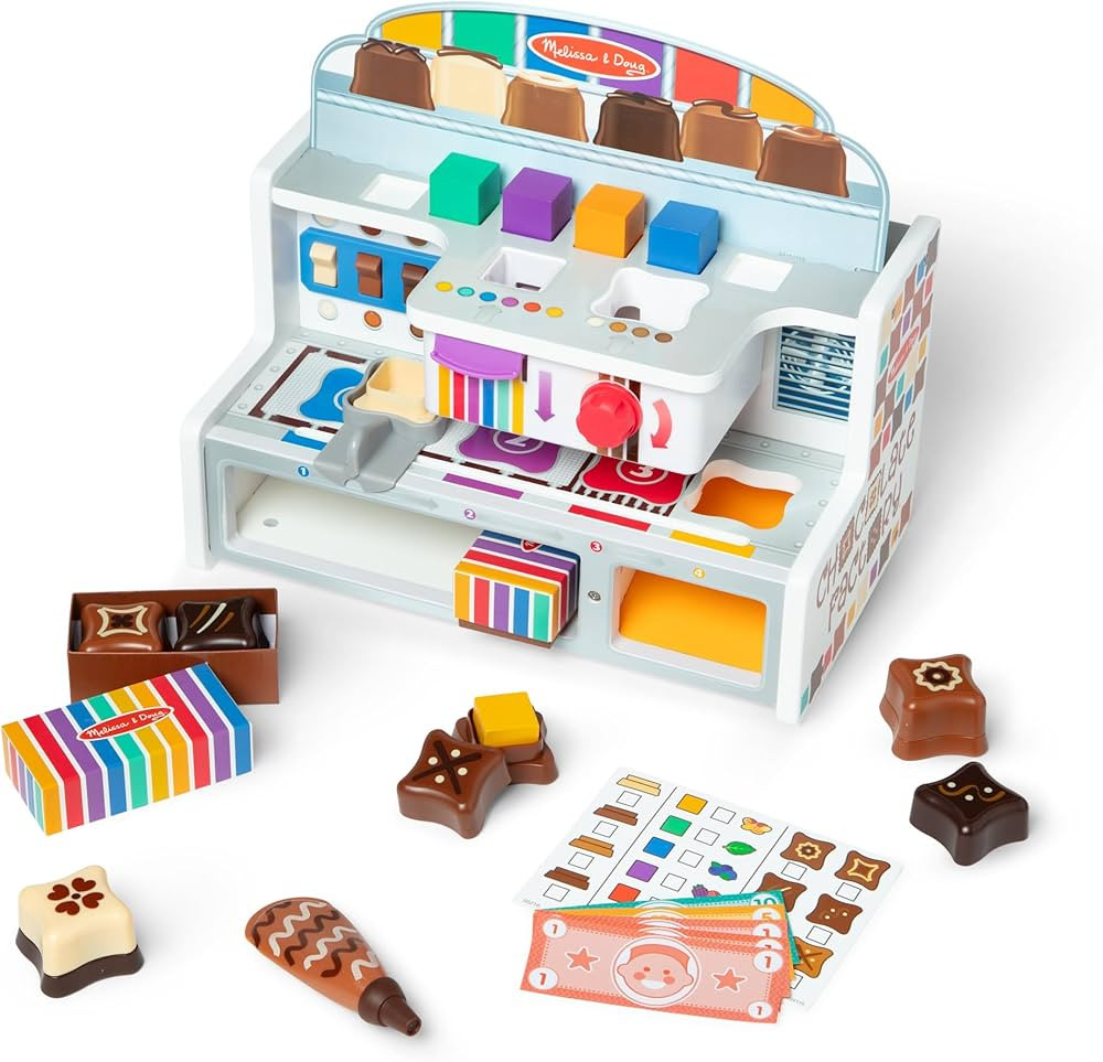 Melissa & Doug Wooden Chocolate Factory Pretend Play Set, Play Food Candy Maker for Boys and Girl... | Amazon (US)