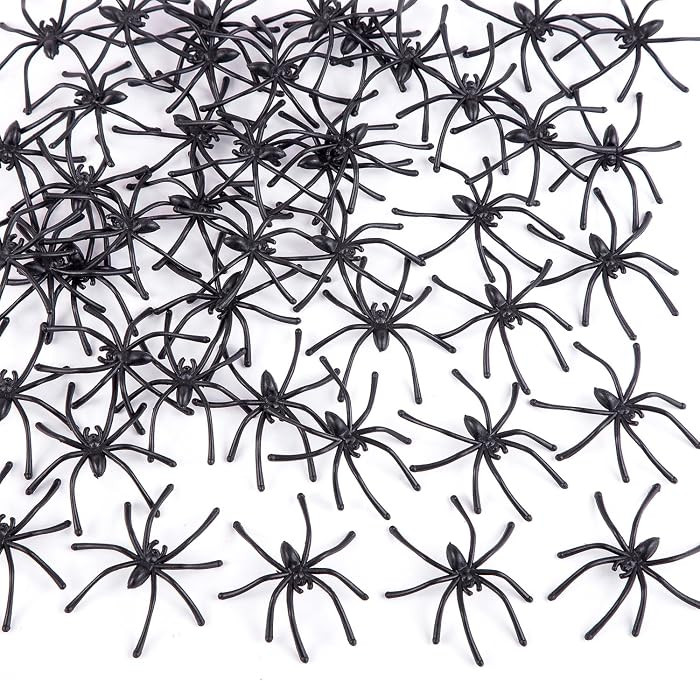 JIALWEN 120 Pieces Halloween Realistic Plastic Spiders Black Small Spider Toys Fake Spiders Prank... | Amazon (US)