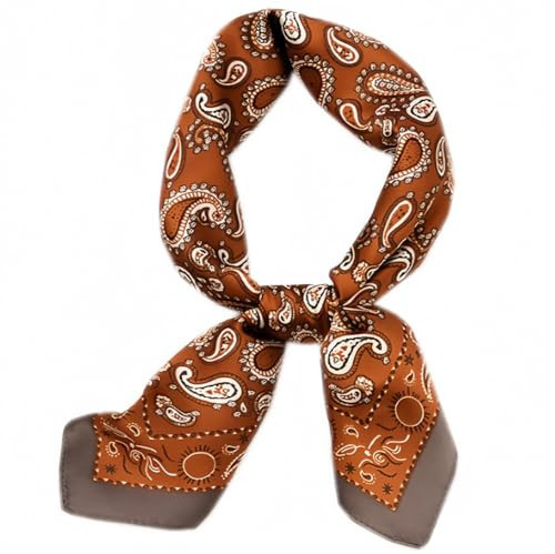 LECHI Satin Head Scarf Silk Like Hair Scarf Stain Bandana For Women Hair Scarves Accessories Lightweight Fashion Wrap Neck Silk (Orange brown) | Amazon (US)