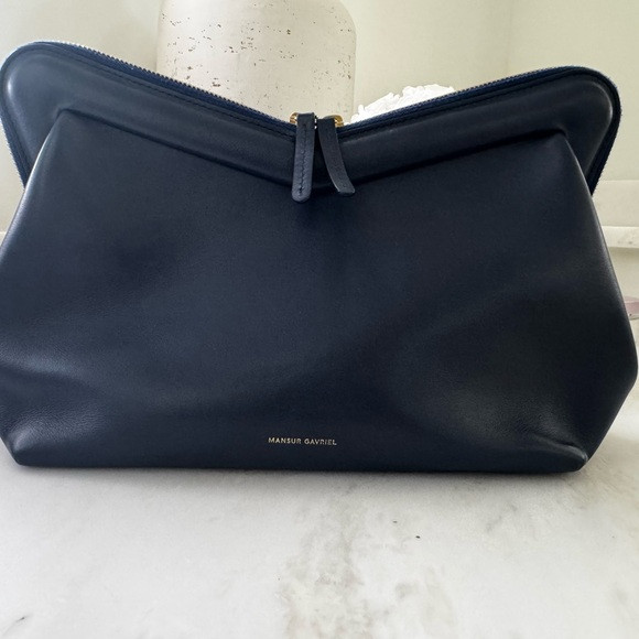 Mansur Gavriel Navy Leather Wristlet with Gold Hardware (detachable strap) | Poshmark