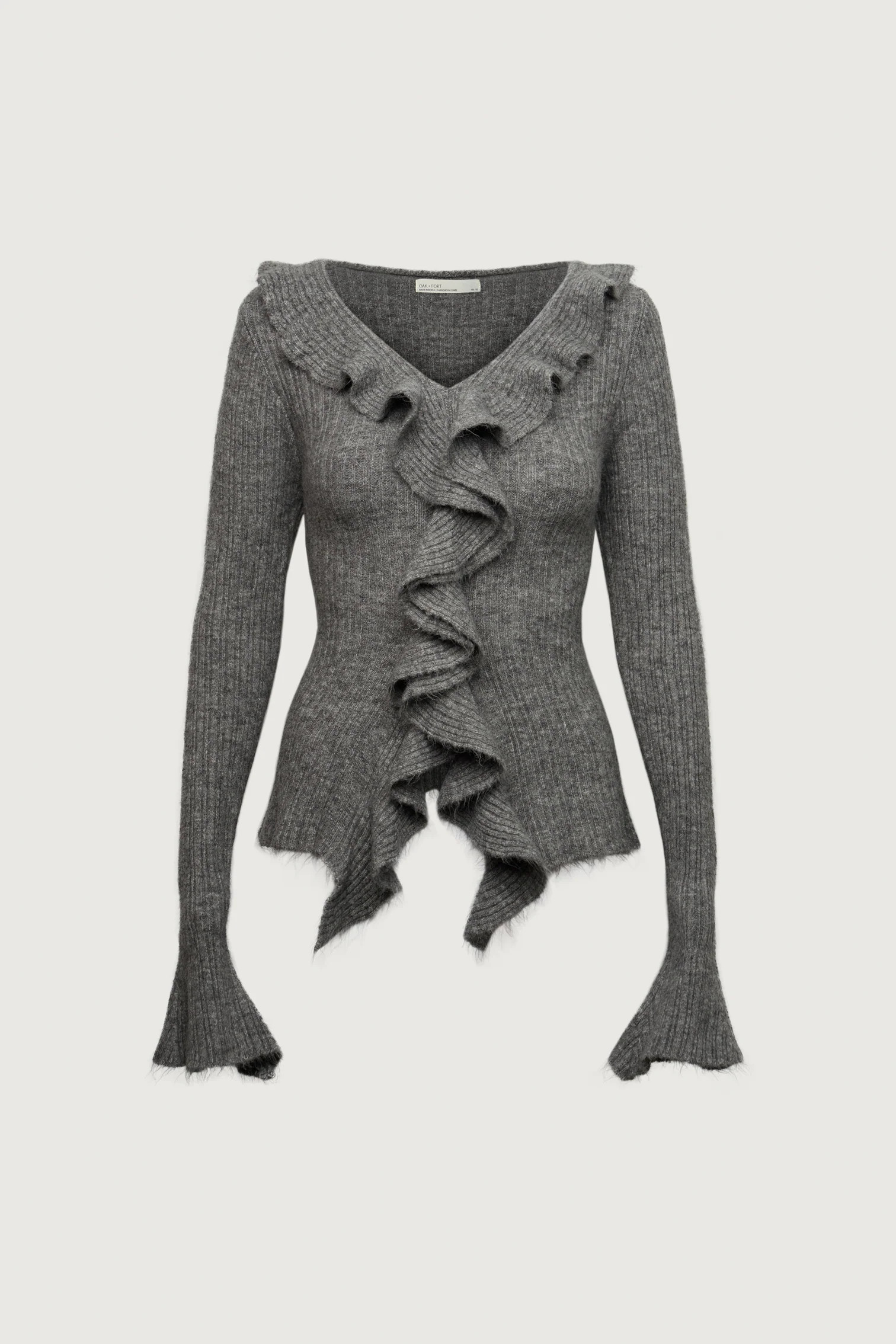 RUFFLED V-NECK SWEATER | OAK + FORT