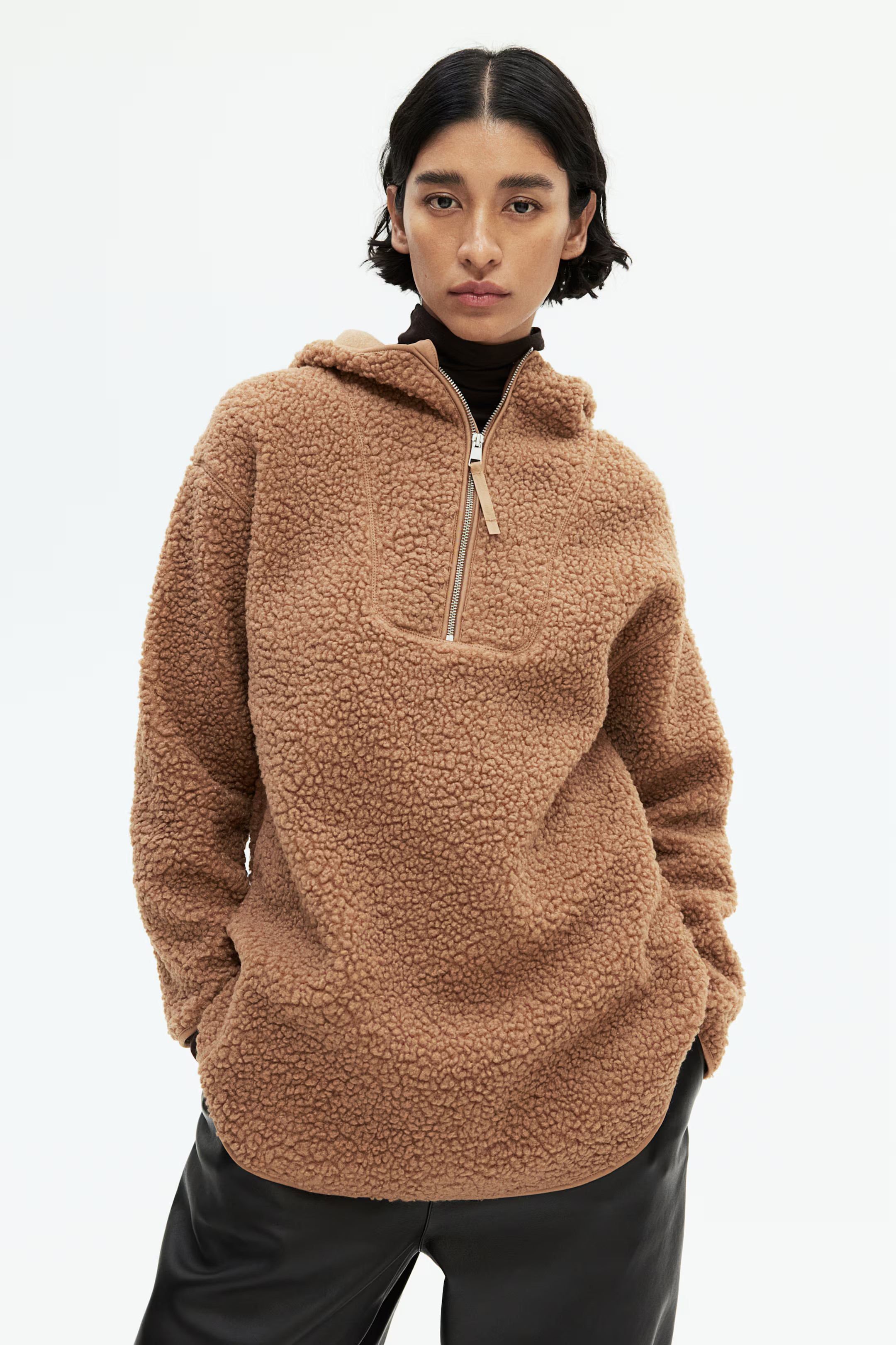 Oversized Fleece Hoodie - Dark beige - Ladies | H&M US | H&M (US + CA)