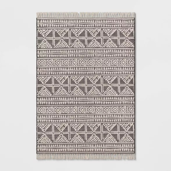 Tasseled Outdoor Rug Charcoal - Opalhouse™ | Target