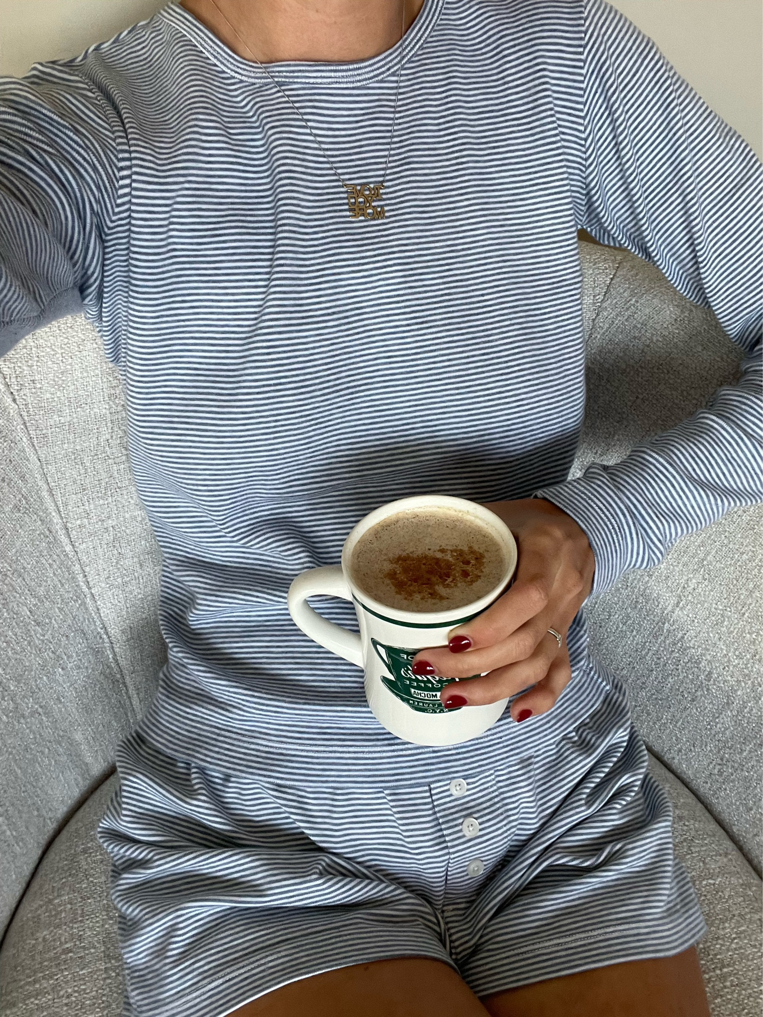 Brandy Melville pjs 🤍
Leah striped top 
Keira striped pants 

found something similar!!!