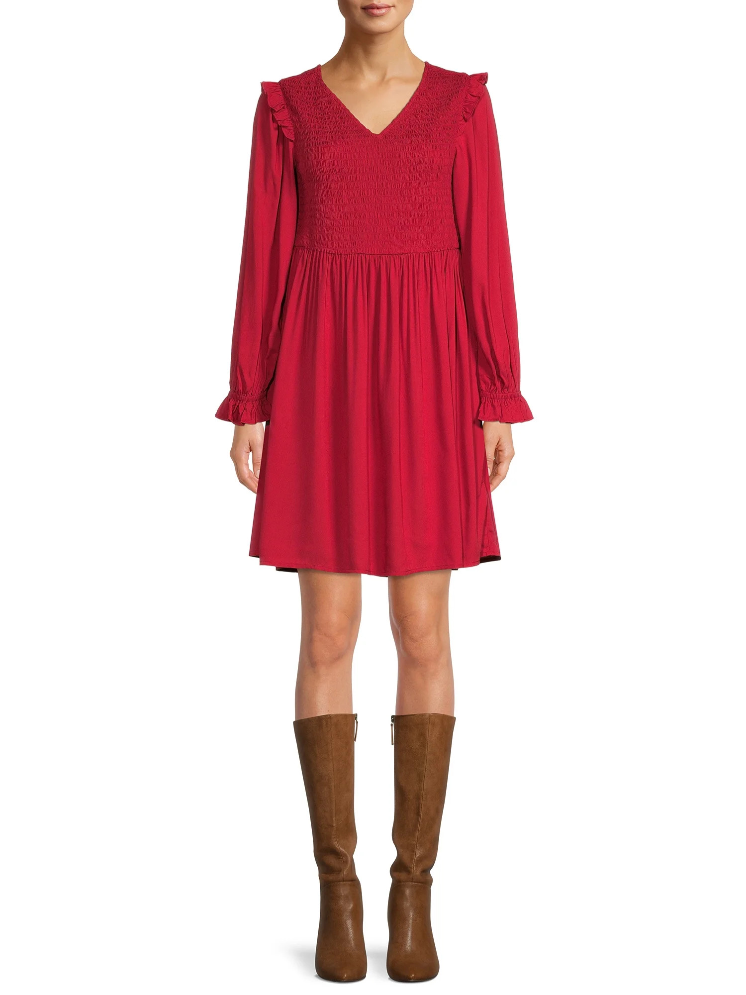 BeachLunchLounge Longsleeve Babydoll Dress, Womens - Walmart.com | Walmart (US)