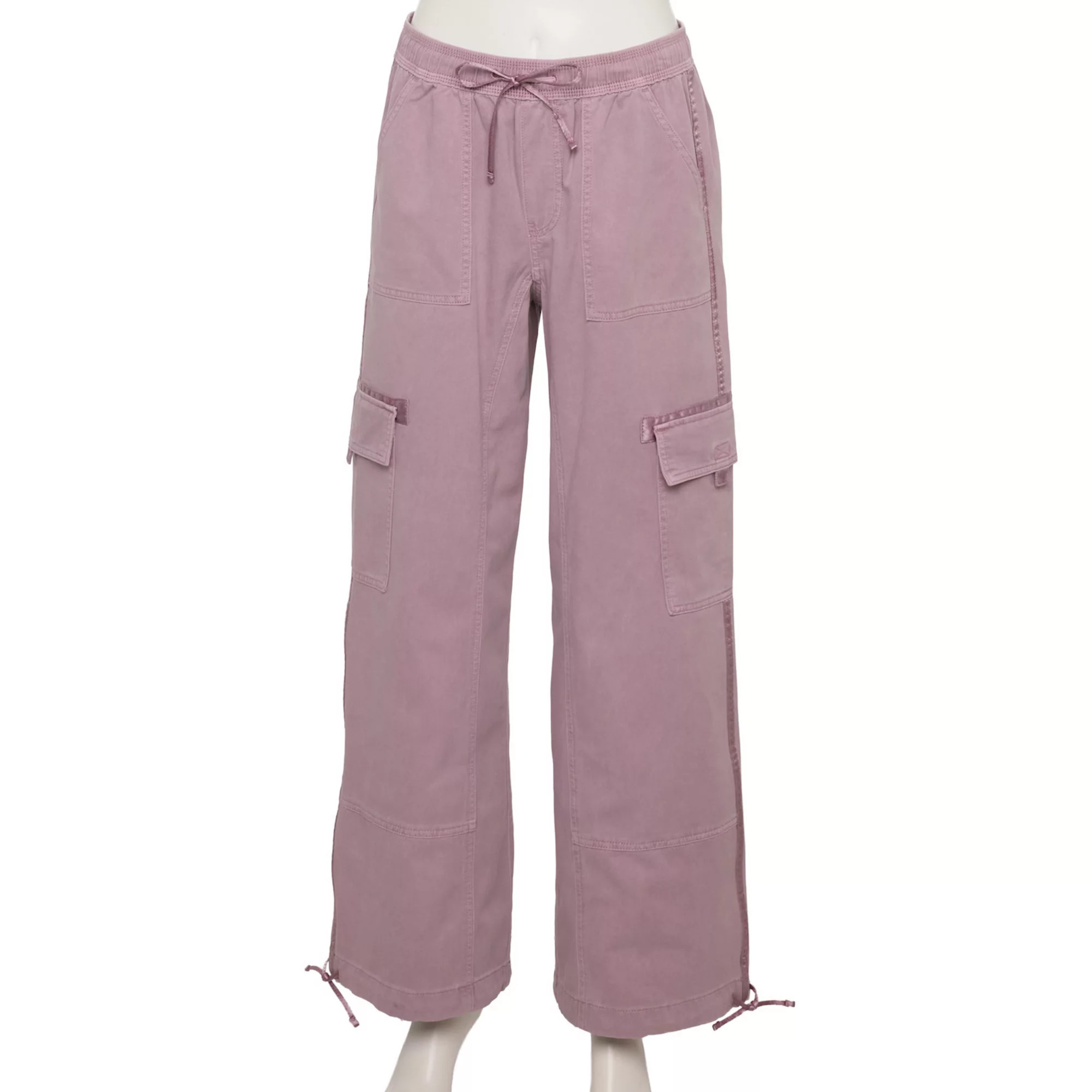 Juniors' SO® High Rise Satin Trim Baggy Cargo Pants | Kohl's
