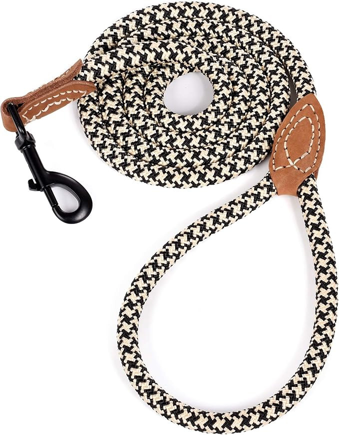 Mile High Life | Mountain Climbing Dog Rope Leash with Heavy Duty Metal Sturdy Clasp | Genuine Le... | Amazon (US)