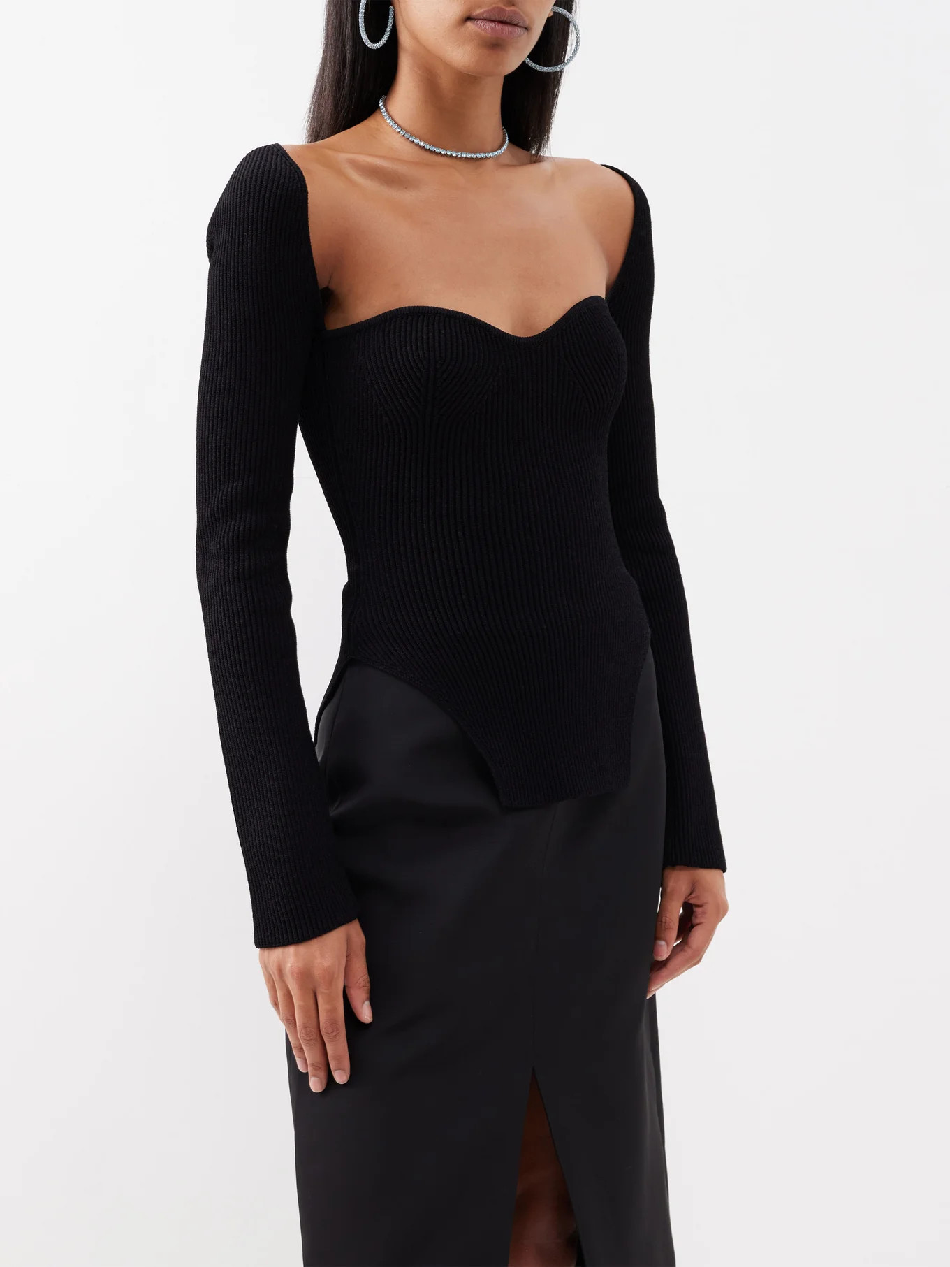 Maddy sweetheart-neck ribbed-knit top | Matches (US)