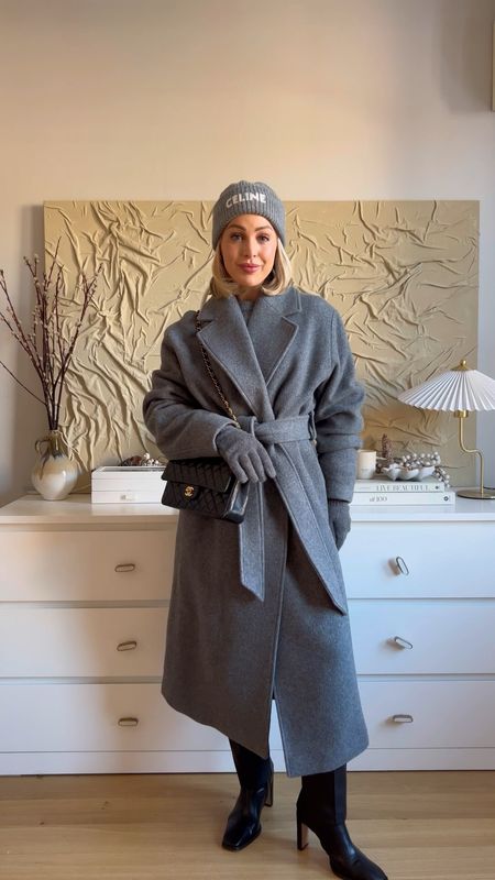 Layer your look an all grey outfit for this cold weather ❄️ 

Grey coat, grey wool coat, wrap coat, grey gloves, grey beanie, faux leather trouser, heeled boots 

#LTKstyletip #LTKFind #LTKSeasonal